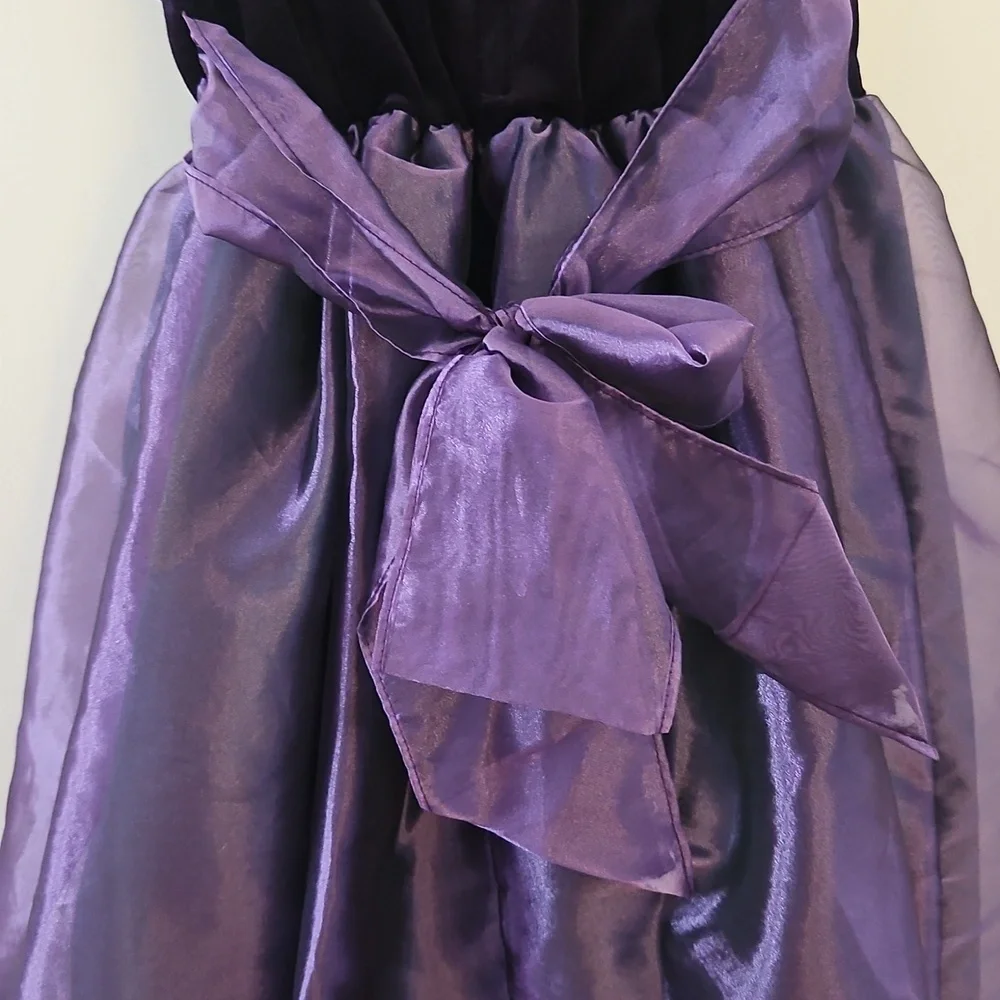 BONNIE JEAN Purple Floral Velvet Chiffon Formal Dress
